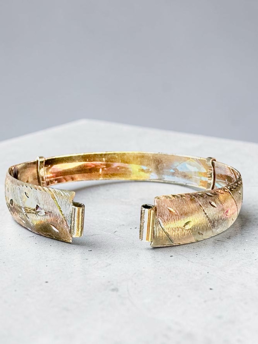 Gold-Tone Textured Leaf Cuff Bracelet - Women Jewelry